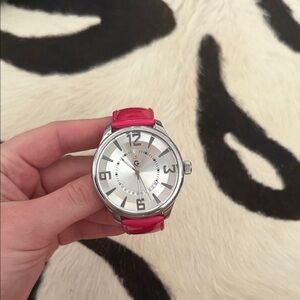 Women’s G by Guess Hot Pink Leather Strap Watch -